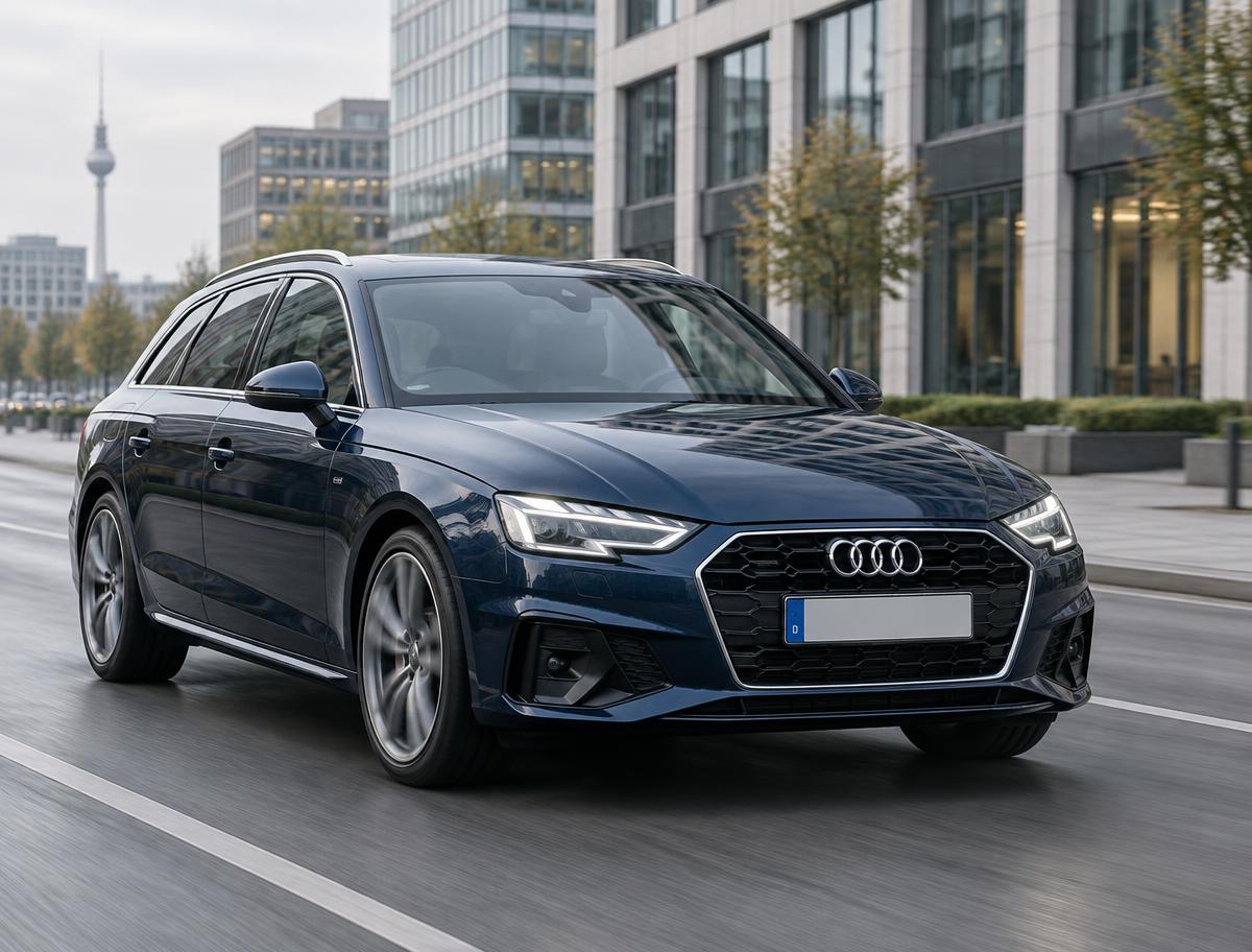 Donkerblauwe Audi A4 uit het Duitse aanbod